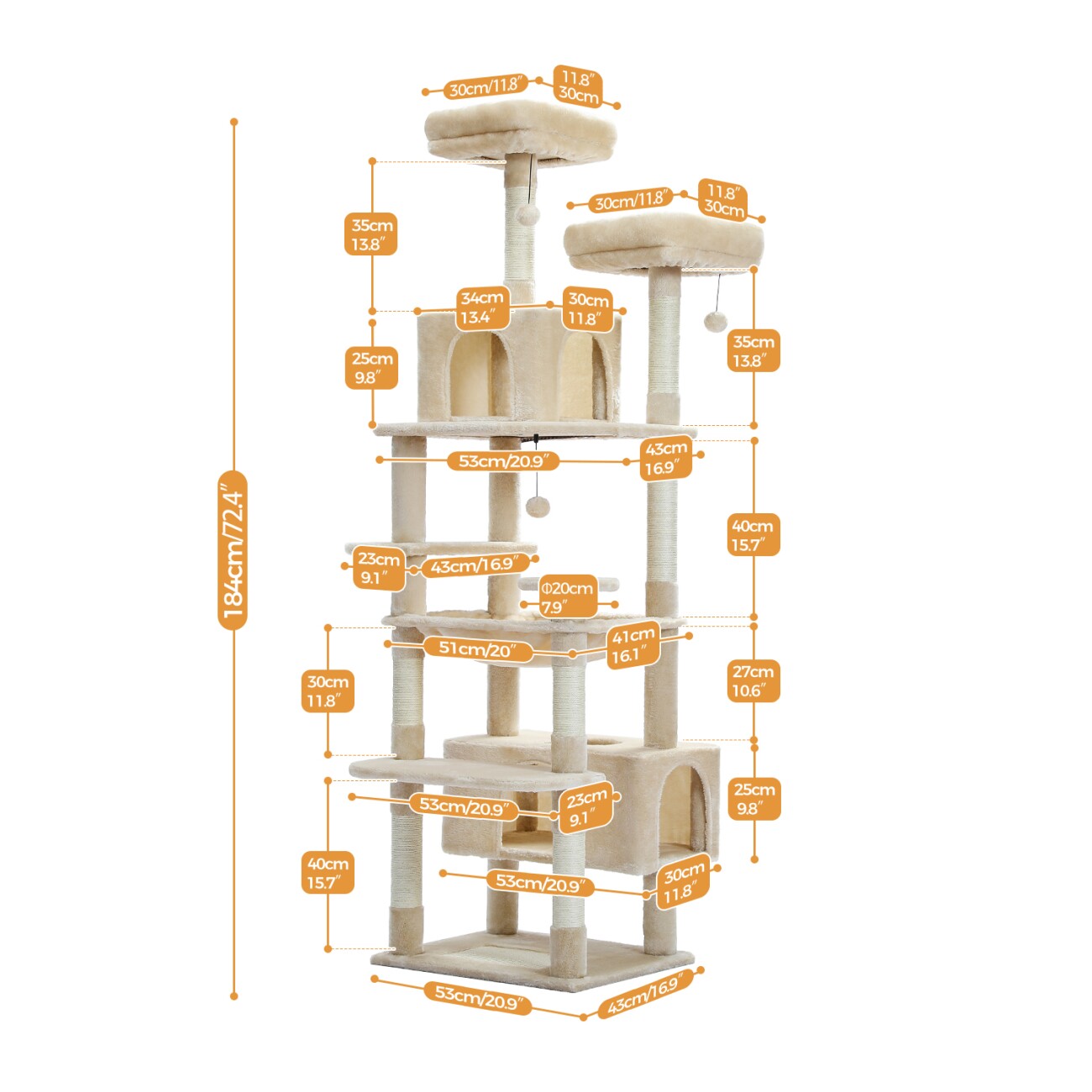 Pawz Road Großer Katzenbaum 184 cm beige