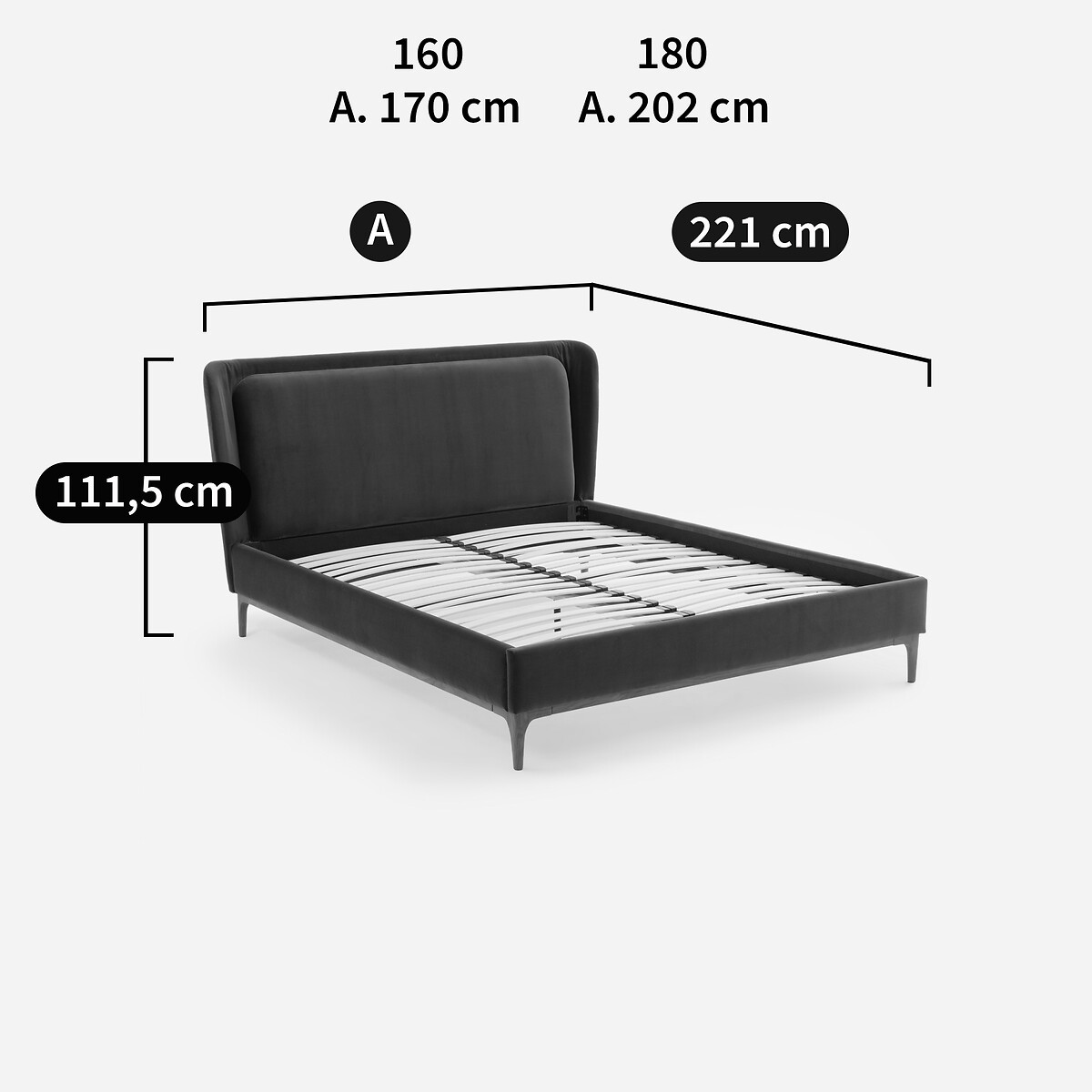 AM.PM<br>Cama de casal de veludo, Jabote