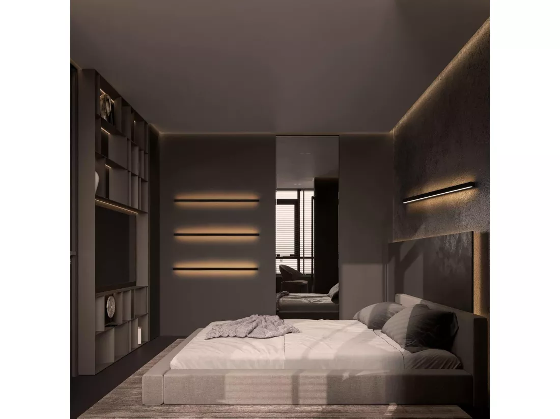 NETTLIFE Lot de 2 appliques murales LED intérieur moderne 80CM 27W couloir haut bas blanc chaud noir