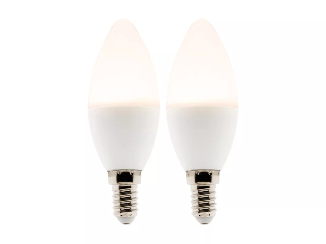 Lot de 2 ampoules LED flamme 5,2W E14 470lm 2700K - Blanc chaud - Zenitech