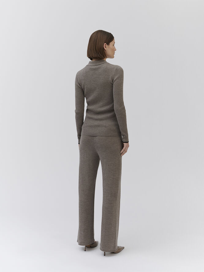 Rosemunde Long sleeve knit polo Brown grey mel