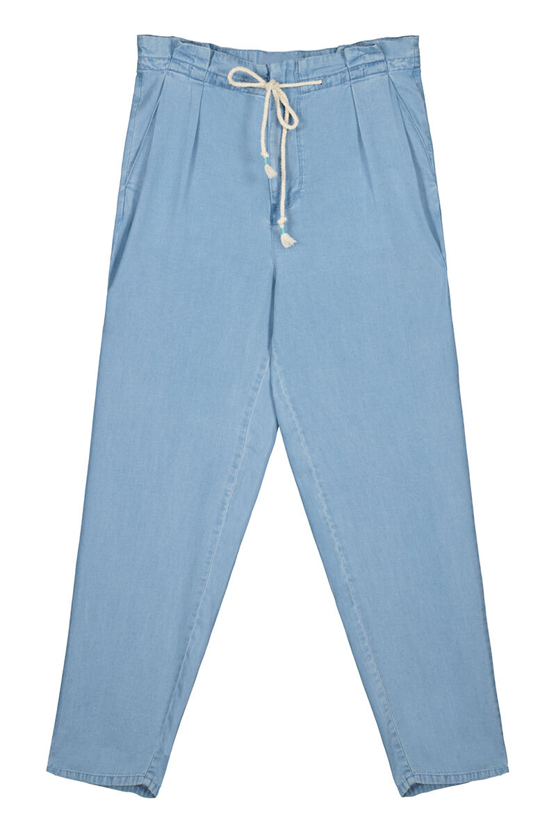 Calça Paperbag Tencel - Azul Médio