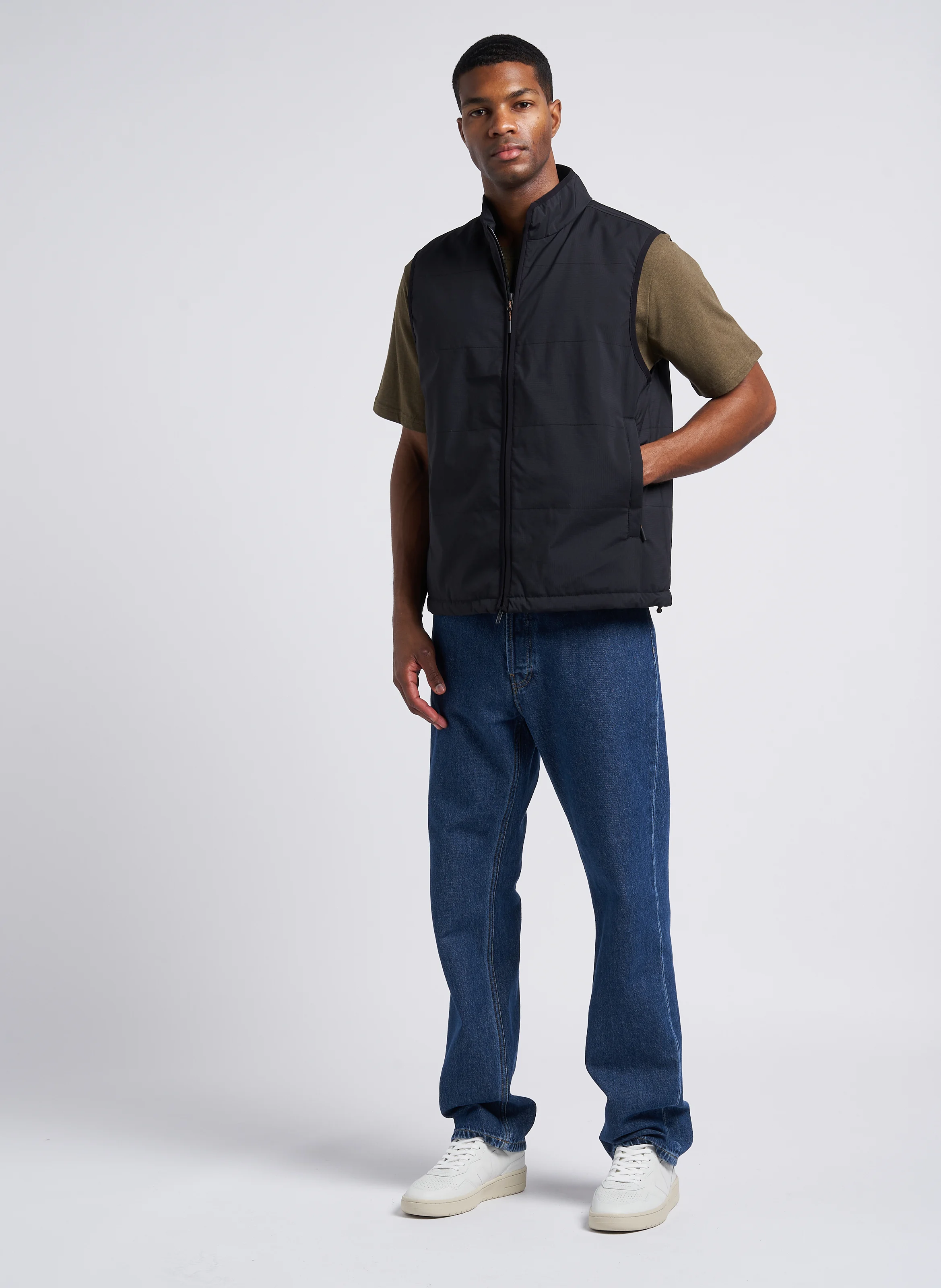 Tee-shirt col rond regular-fit en coton bio | Kaki