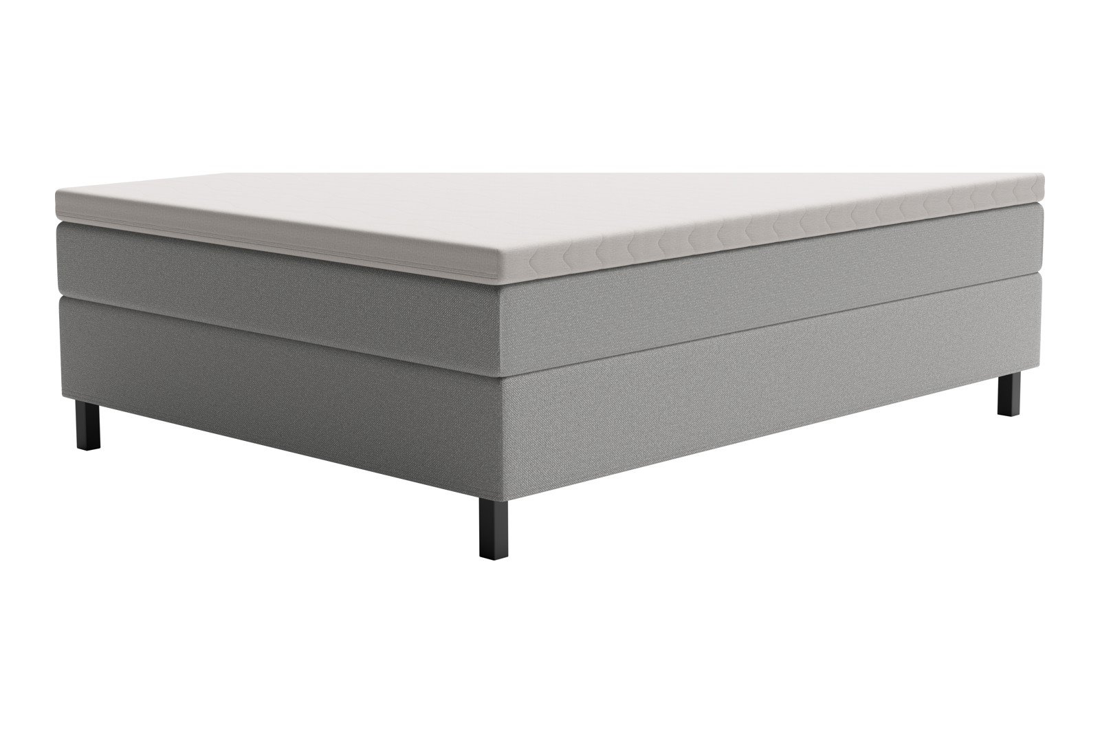 XOV Premium 15 Kontinentalseng 160x200 cm i tekstil Terranova 04 beige, fast/fast med Premium 15 overmadrass og sort firkantede ben, gavl selges separate