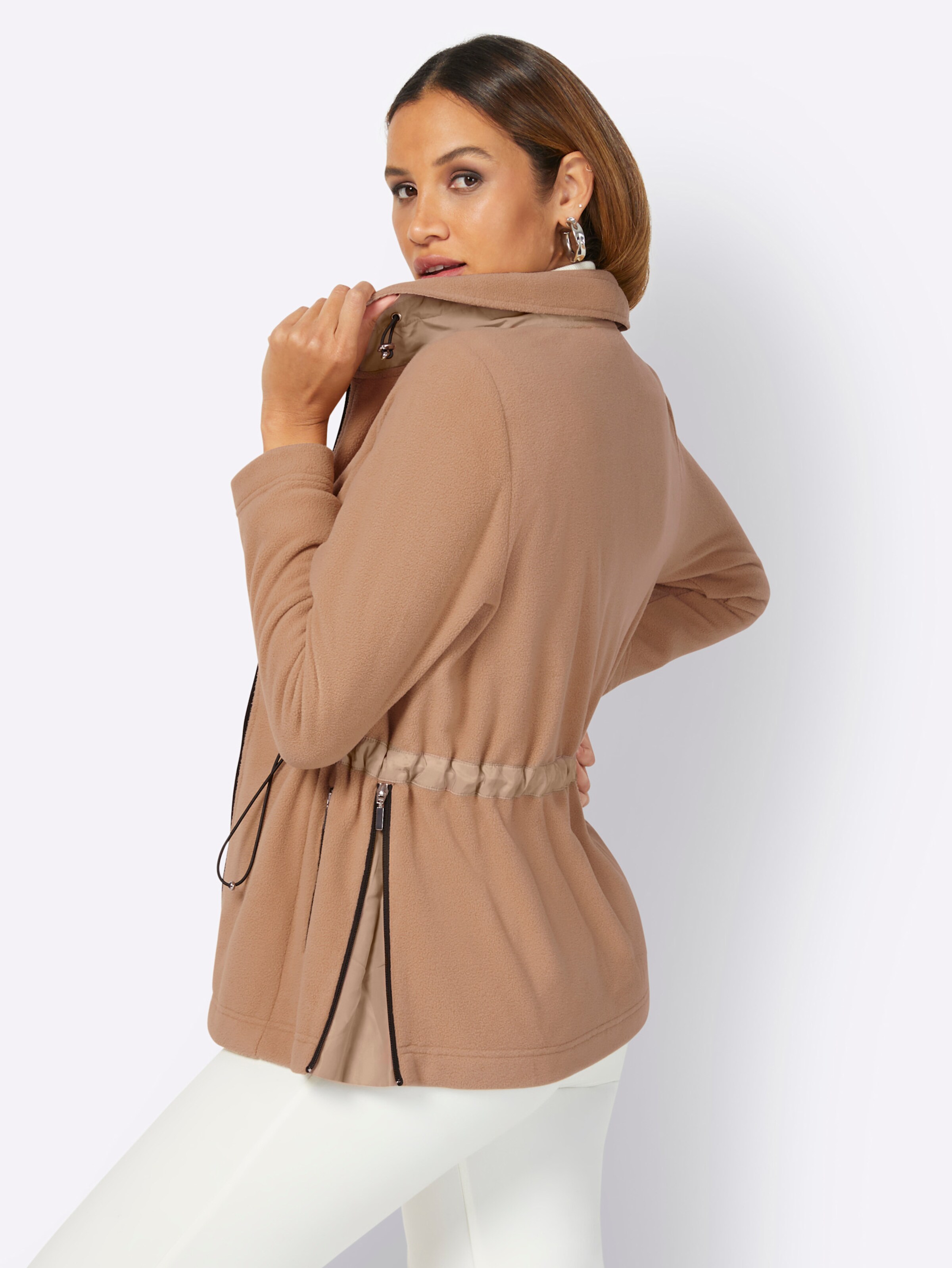 Fleecejacke in camel