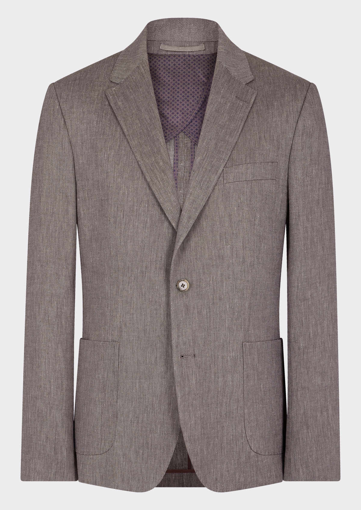 Veste casual Regular en coton et lin unis taupe