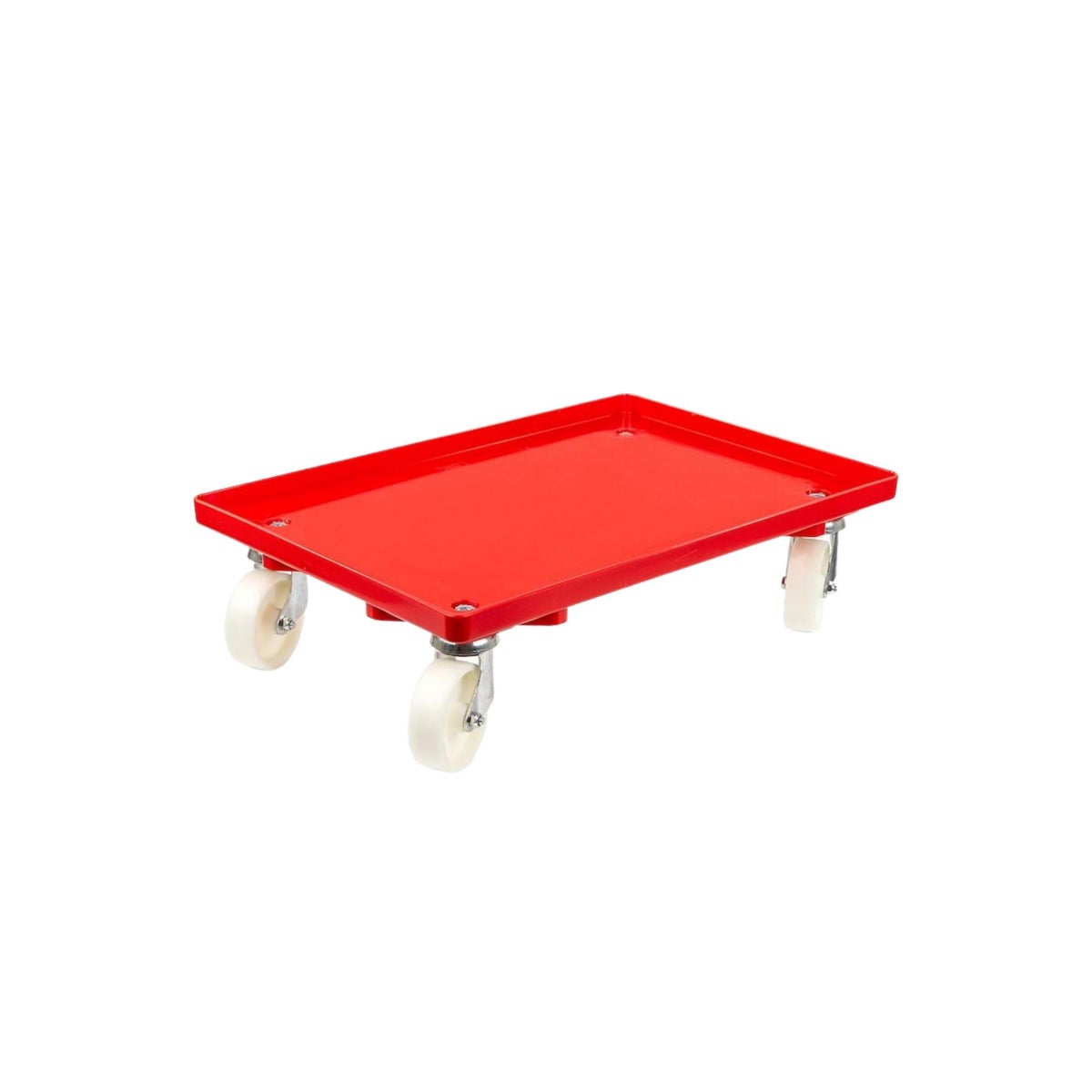 PROREGAL Transportwagen voor Euroboxen 60 x 40 cm met kunststof wielen, rood, gesloten dek, 4 zwenkwielen, draagvermogen 300 kg