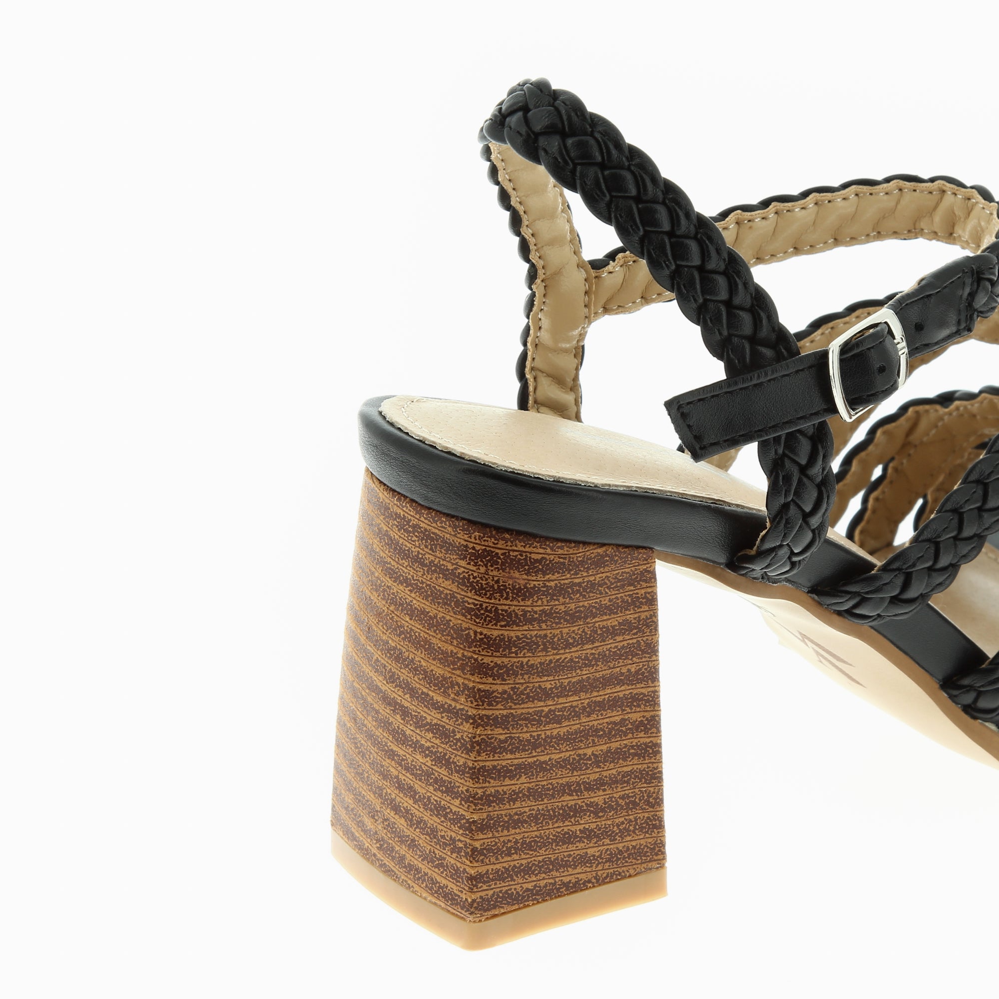 Sandales à talon, Compensées-Sandales Miranda noires à multibrides tressées et talon haut