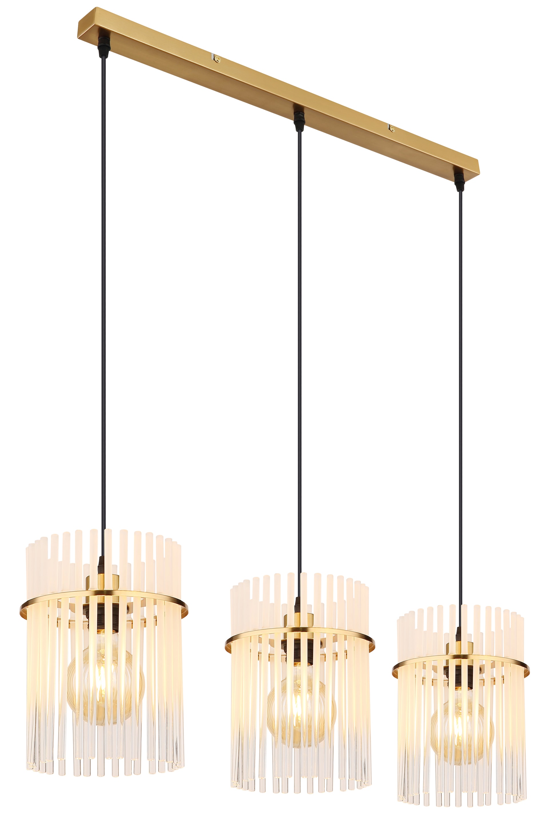 GLOBO Retrofit Balkenpendel GORLEY 3-flg goldfarbig /opal