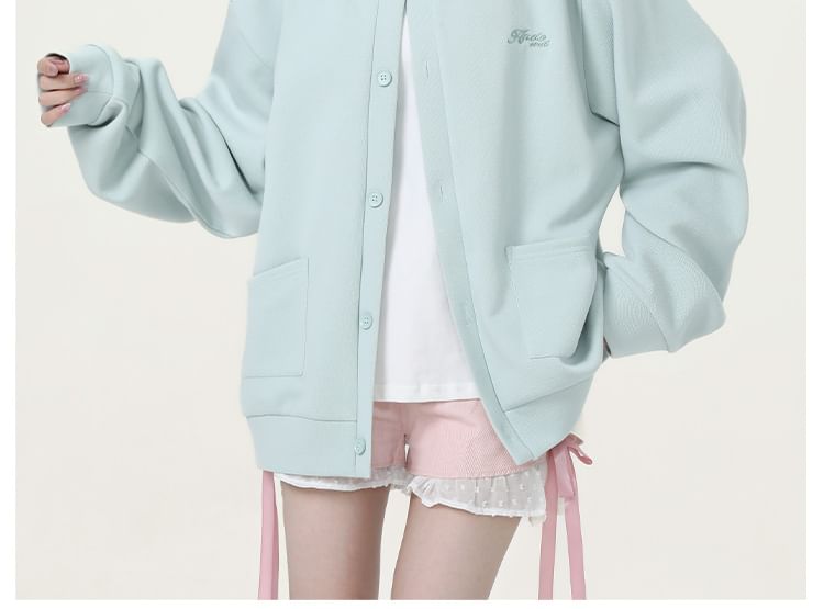 Ashlee - Lettering Oversized Single-Breasted Baseballjack