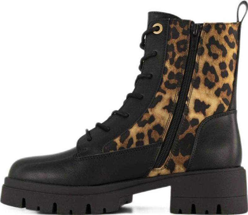Graceland - Veterboots - Zwart - Panterprint