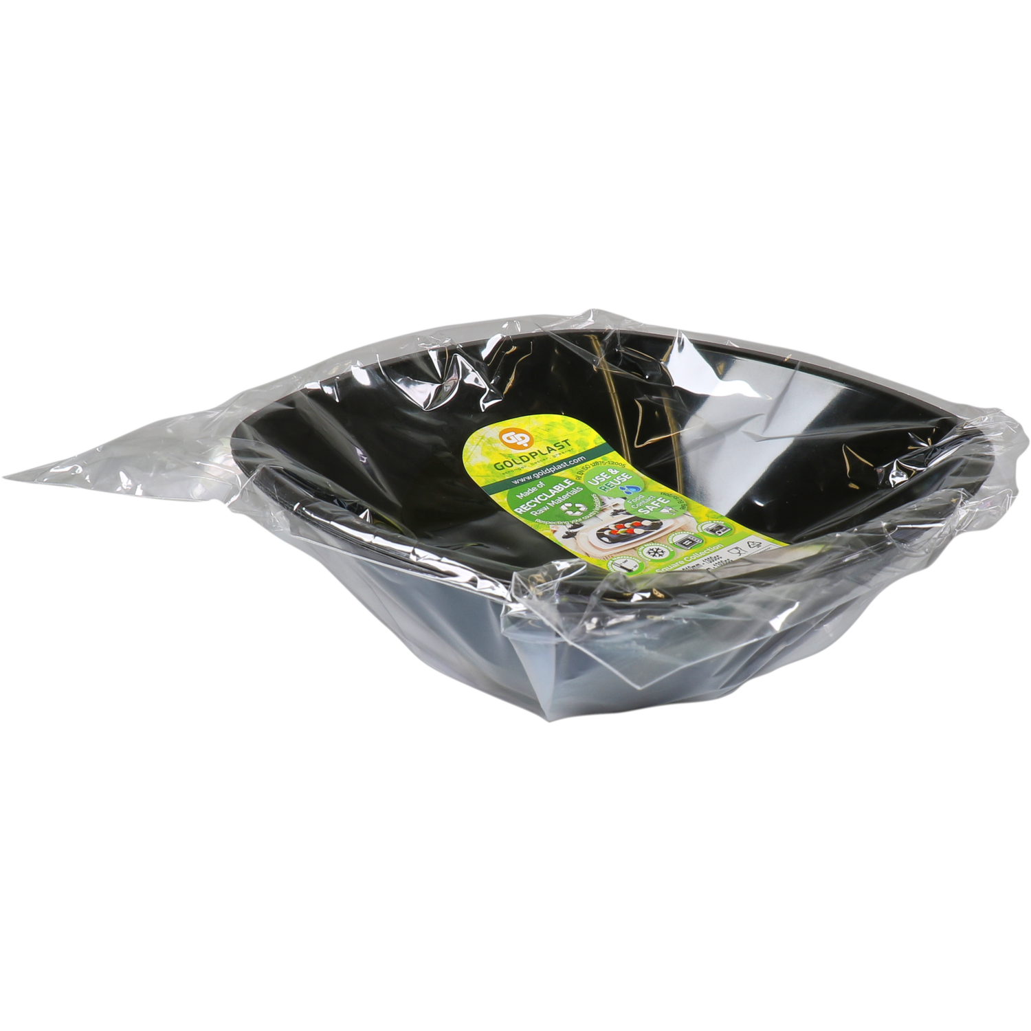 Goldplast Schaal, saladeschaal, reusable, pP, 1300ml, 21x21cm, use & reuse, zwart