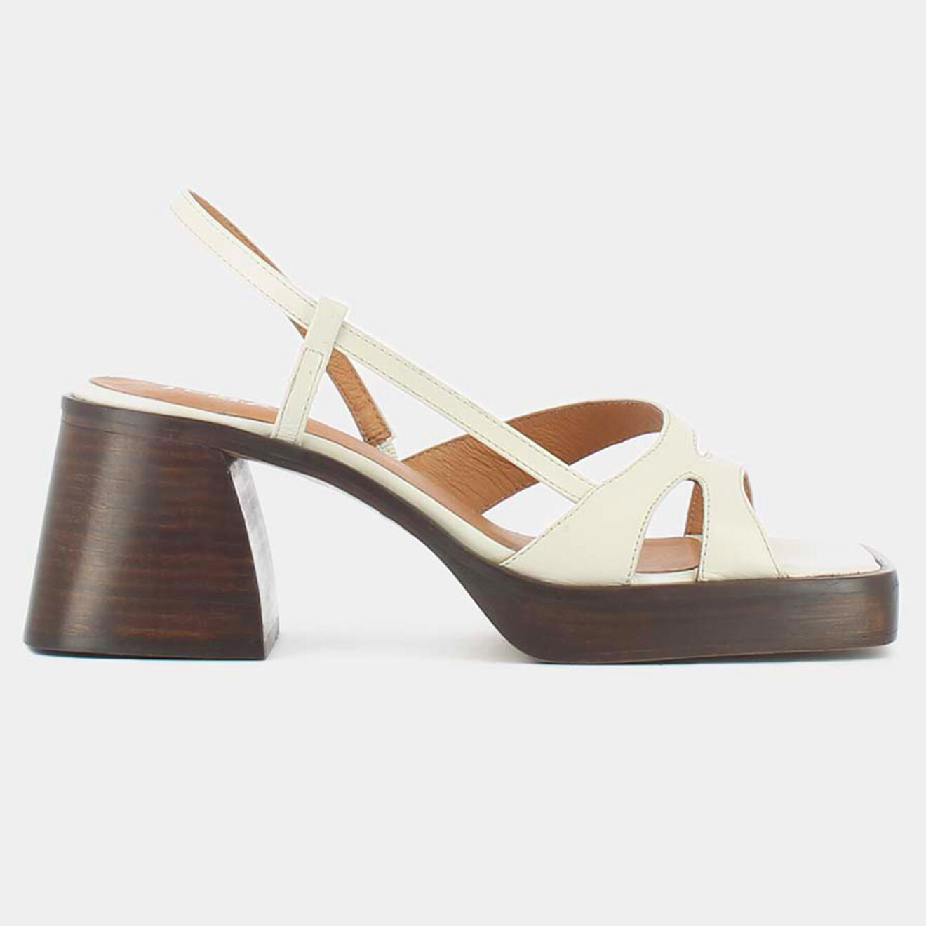 Jonak Sandales en Cuir Bridge écrues - Talon 6.5 cm