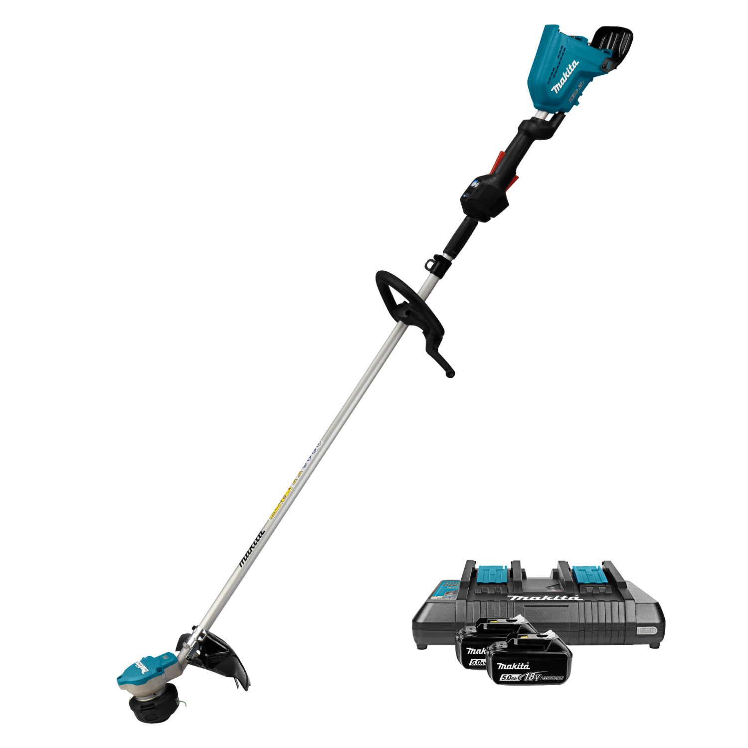 Makita DUR368LPT2 2x18V Li-Ion accu bosmaaier set (2x 5,0Ah) - D-Greep - 350mm - koolborstelloos