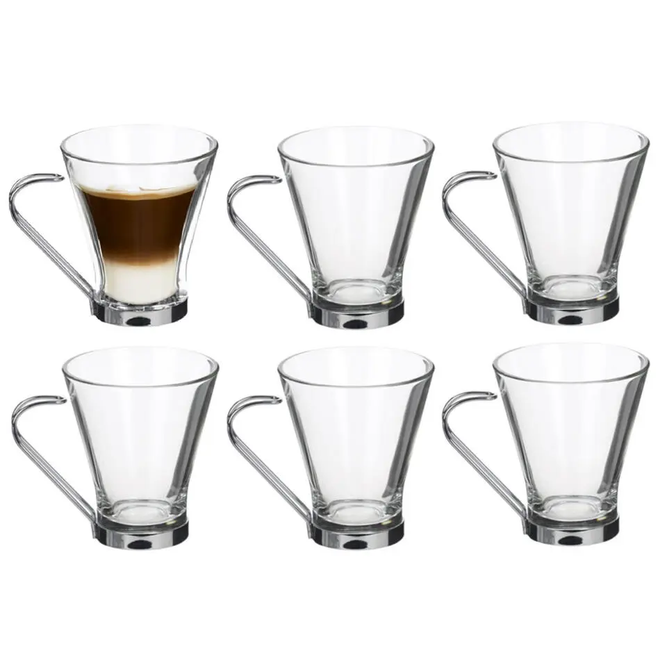Alessandro Koffieglazen - 6x - 150 ml - cappuccino glas - RVS oor
