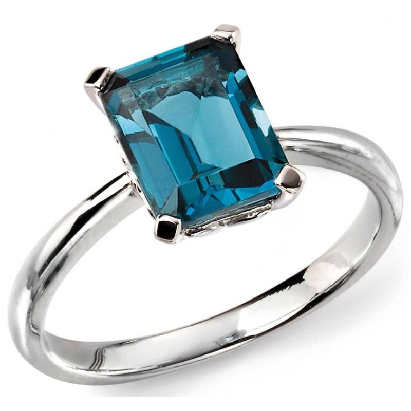 Bague topaze bleu en or blanc 375/1000