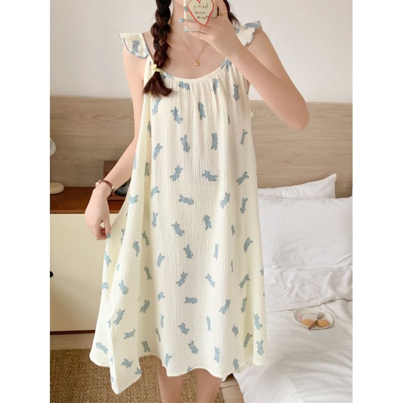 Tanee - Koppel bijpassende pyjamatop met korte mouwen en print / shorts / camisole top / set