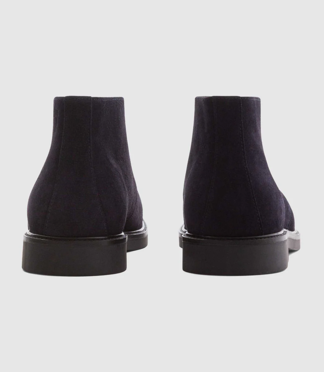 Bottines en cuir suède marine 
