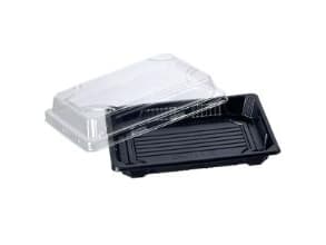 Sushibakke 170x120x40 mm PS Sort/Klart låg,4 ps x 100 stk/krt