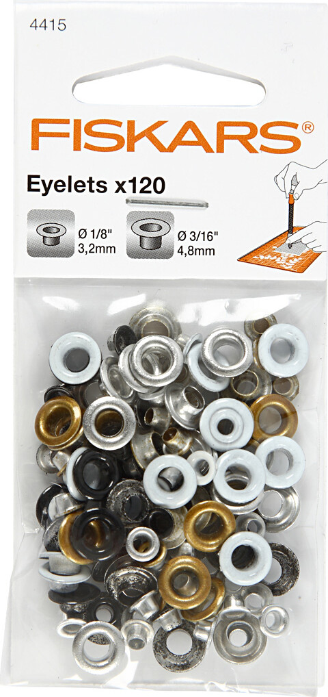 Fiskars - Eyelets - Snøreringe - 120 Stk - 4415