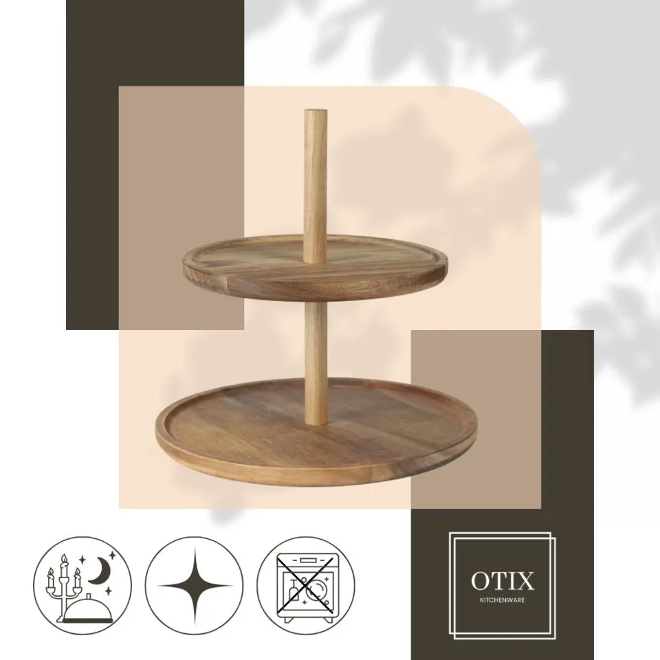 OTIX Etagere 2 Laags Serveertoren Hout