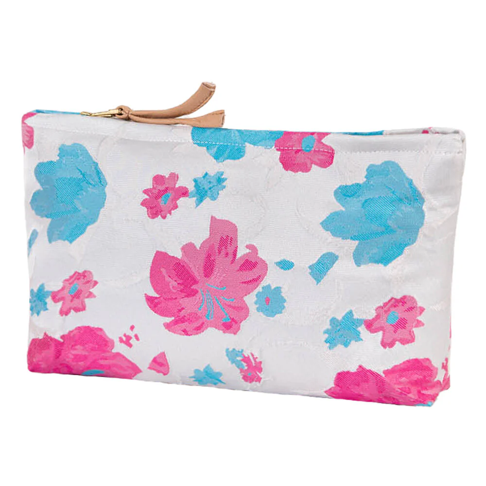 DAGNY  Blomstret toilettaske/clutch - Blå/pink