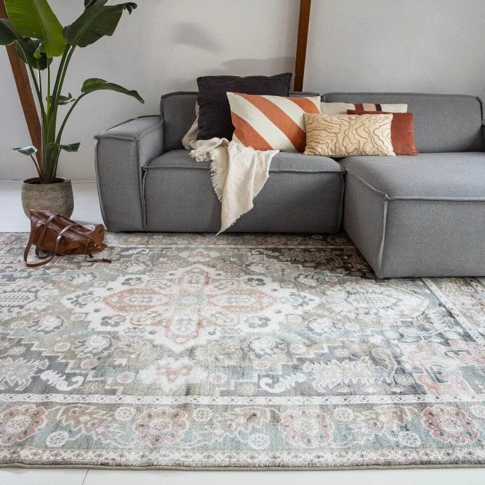 Tier Interieur05 vintage Vloerkleed Laham Roze/Beige/Groen - 300 x 200 cm