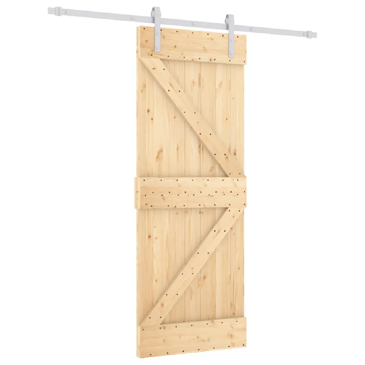 vidaXL Porte coulissante et kit de quincaillerie - 80x210 cm - Pin massif
