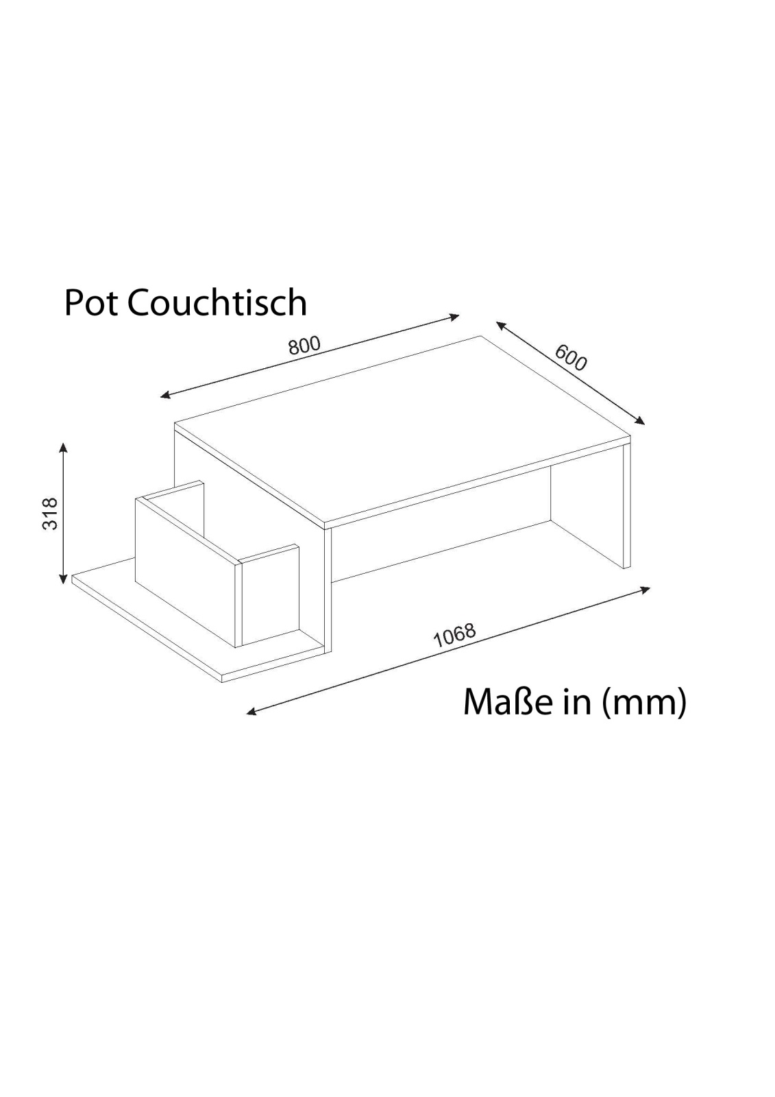 Couchtisch - weiß-Cordoba - mit Ablagefach - 106,8 cm