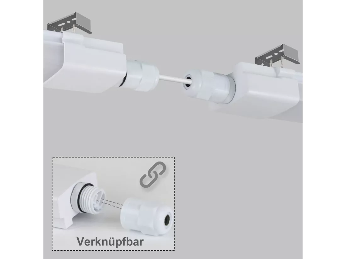 NETTLIFE Luminaire LED étanche à l'humidité 120CM avec détecteur de mouvement 36W IP65 blanc neutre 4000K