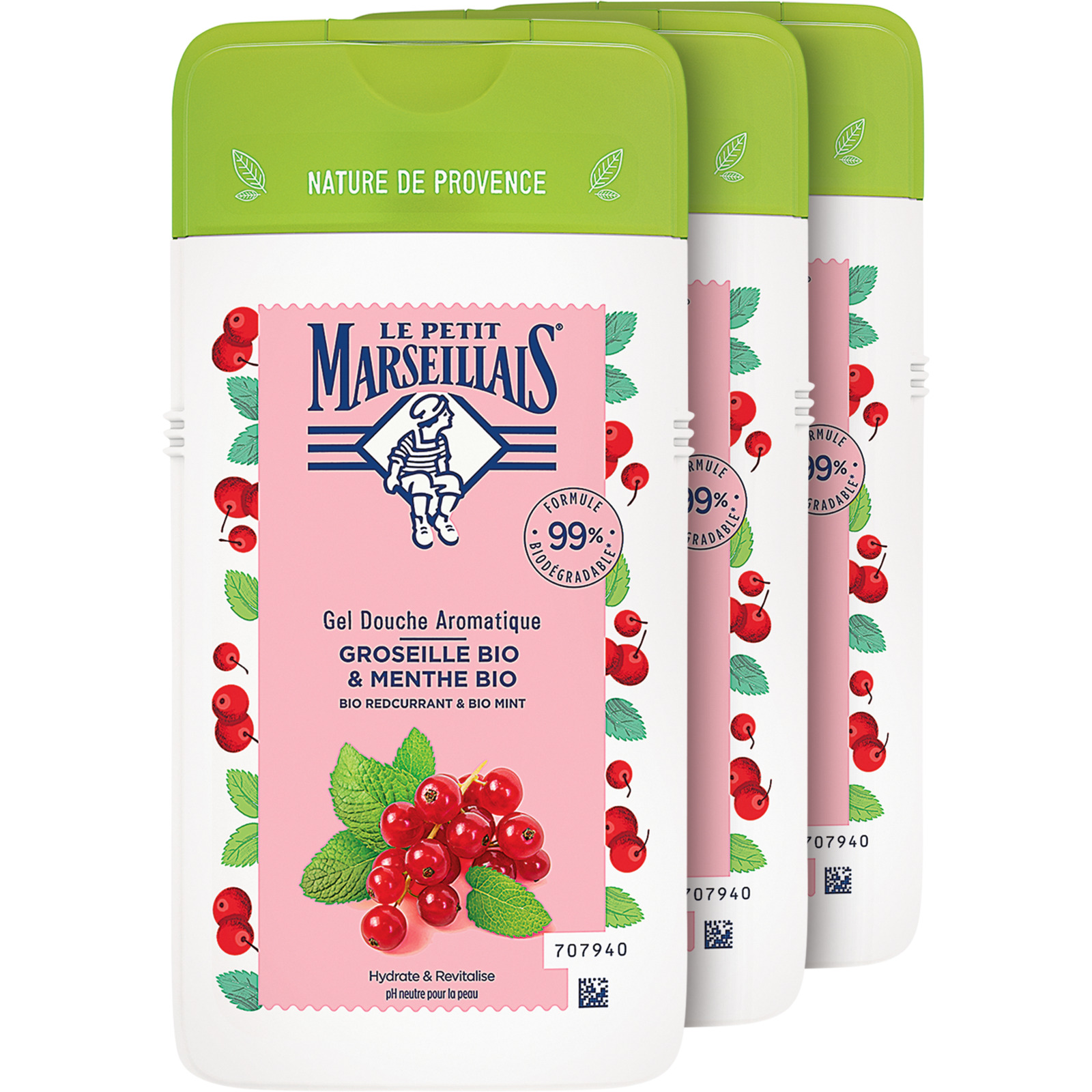 Le Petit Marseillais Duschgel Bio Johannisbeere und Minze 3 x 250 ml
