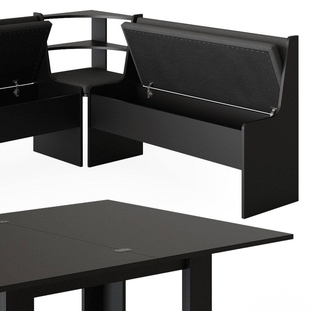 Vicco Eckbankgruppe Küchensitzgruppe Esszimmergruppe Roman Schwarz modern 210x150 cm Sitzbank Sitzecke Küchentisch Tischhocker Küchenmöbel Polstermöbel Esszimmermöbel