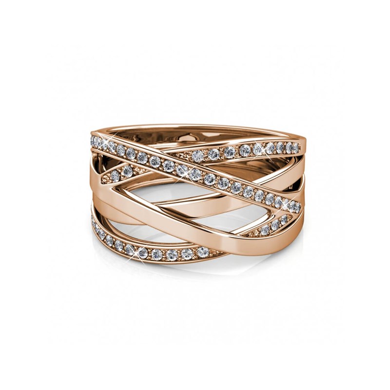 Bague Criss Cross - Or Rosé et Cristal