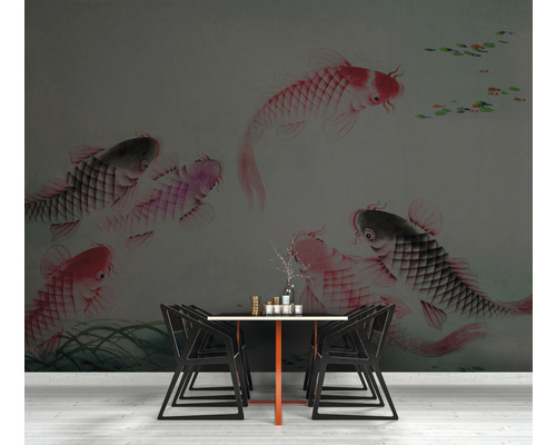 Vliesbehang, digitale print DD110771 Asian Fusion Dancing Koi, set van 4, 400 x 270 cm
