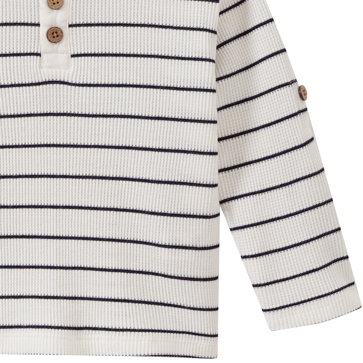 Topomini Baby Langarmshirt aus Waffel-Piqué dunkelblau / weiss