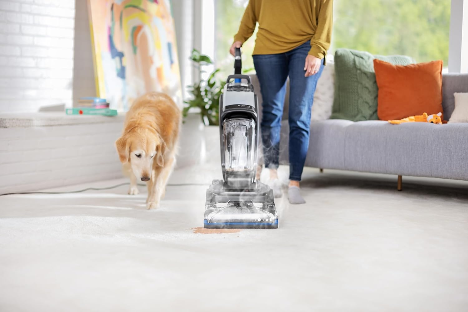 BISSELL Revolution HydroSteam, Teppichreiniger Nasssauger, Teppich Reinigungsgerät für Gründliche Teppichreinigung, Dampfsauger Machine mit HydroSteam Technologie, Leistungsstarker 1300W Motor, 3670N