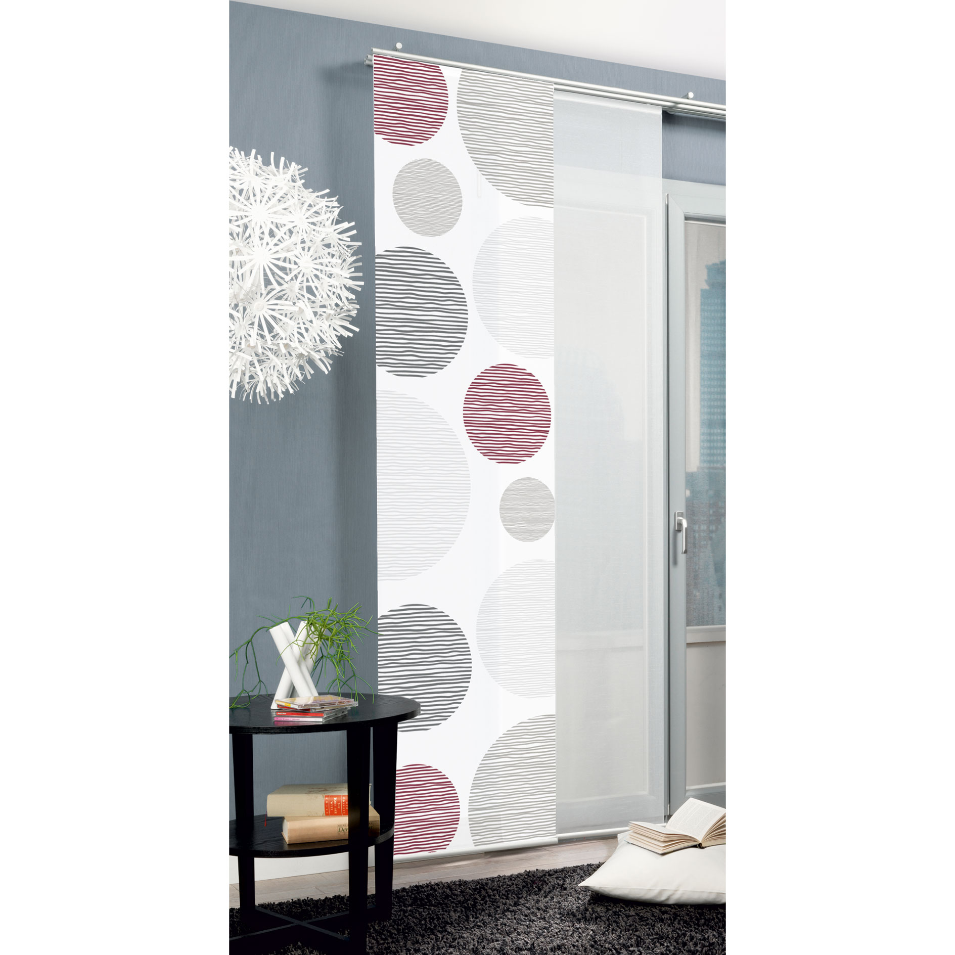 Schiebevorhang BORDEN - bordeaux - je 60x245 cm