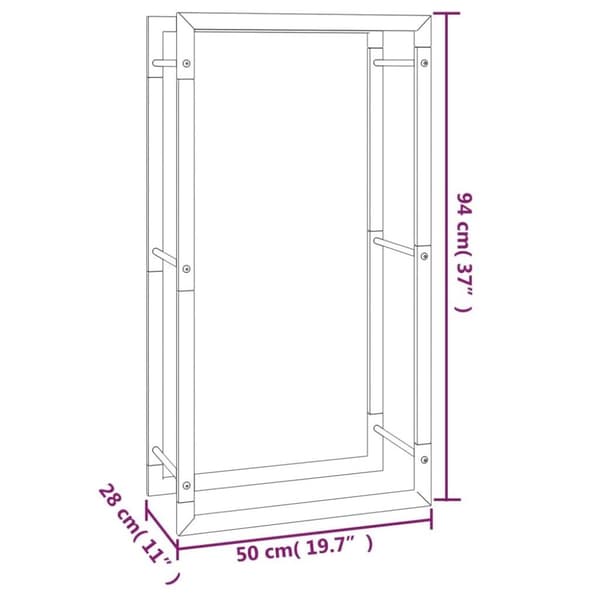 vidaXL Vedstativ matt svart 50x28x94 cm stål
