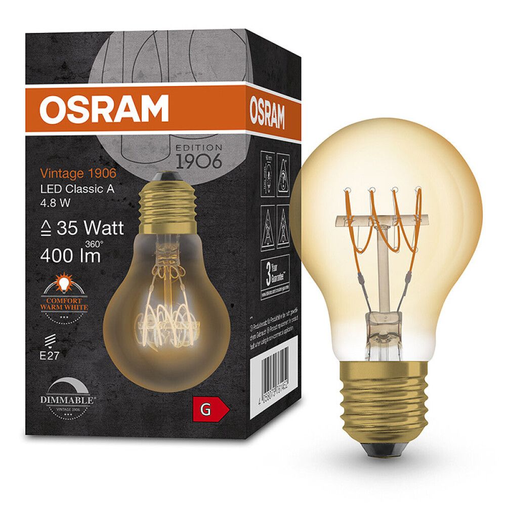 LYSPÆRE OSRAM LED NORMAL GOLD 2200K E27 4,8W