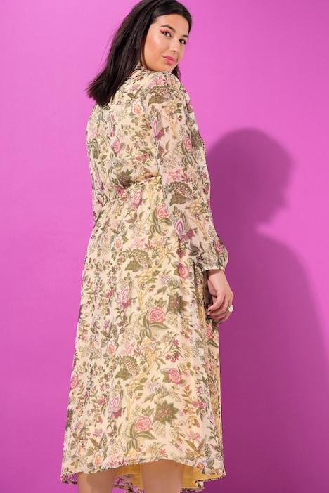 Maxikleid, A-Linie, Flowerprint, Stickerei