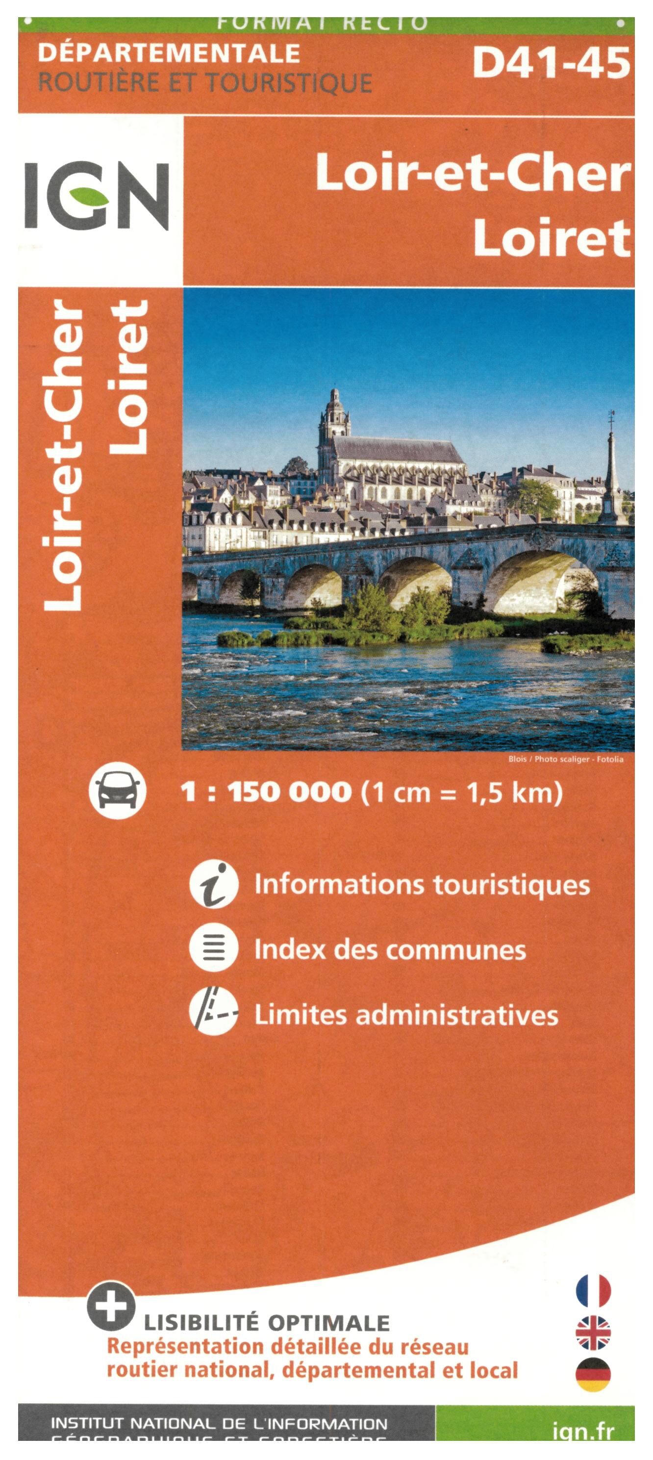 IGN - D41 45 LOIR ET CHER LOIRET ECHELLE 1 150 000