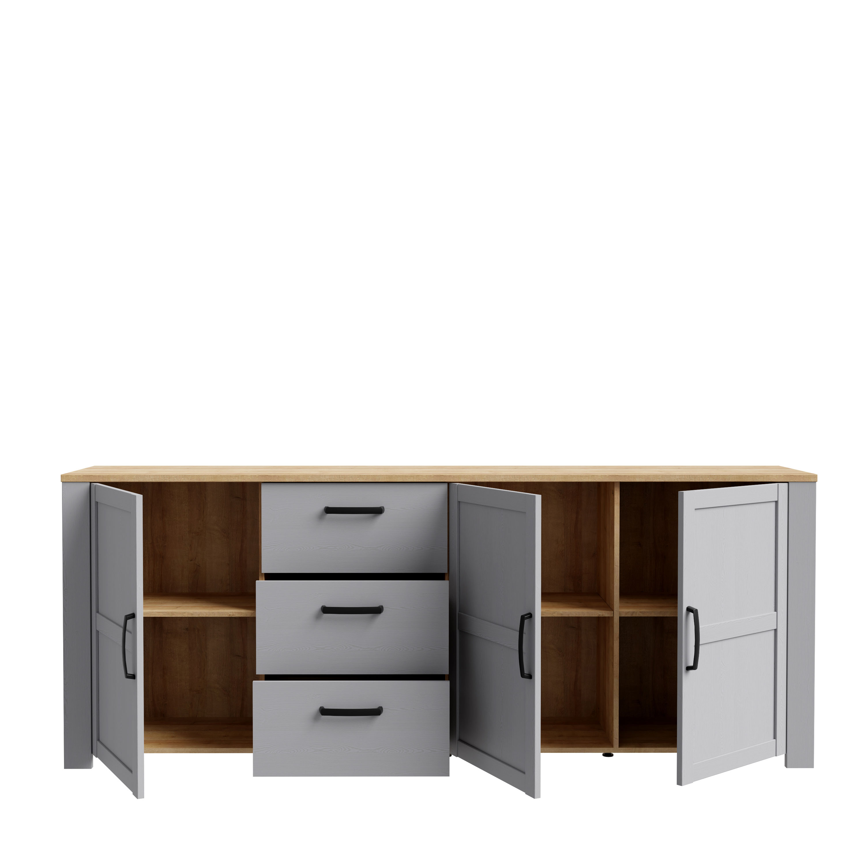 Sideboard - Eiche grau - Riviera Eiche - 221 cm breit