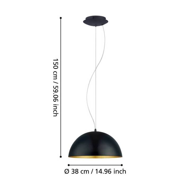 Eglo Gaetano 1 pendel Ø38 cm sort/guld