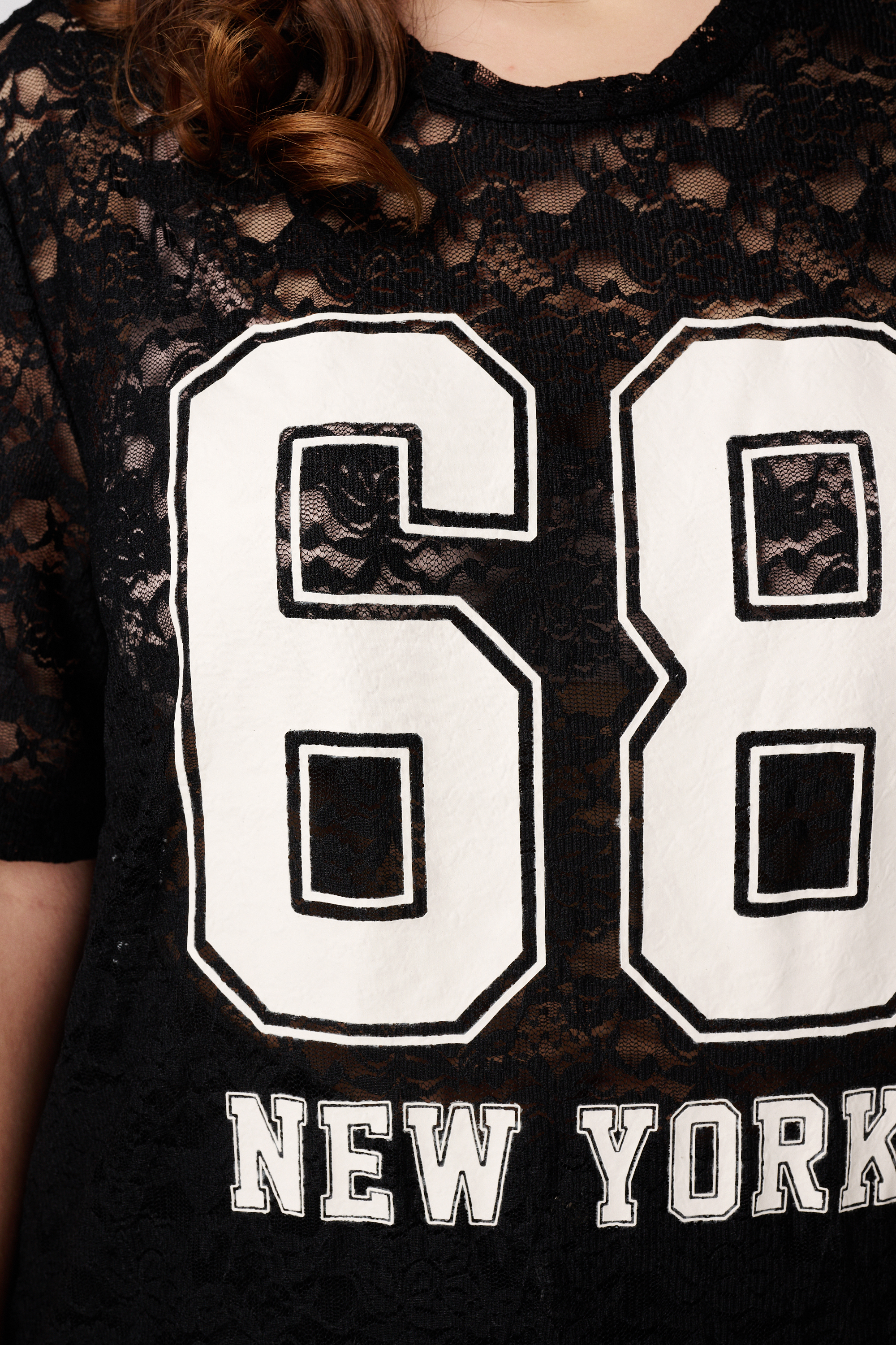 Sportief T-shirt van kant Zwart