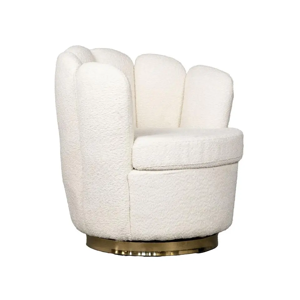 Teddy Fauteuil Wit - Met Gouden Onderstel - Fauteuil Quinty