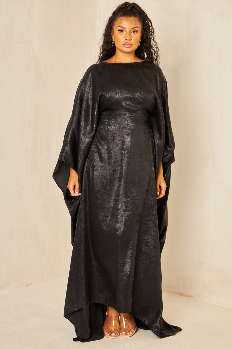 Robe manches chauves-souris pailletée noire