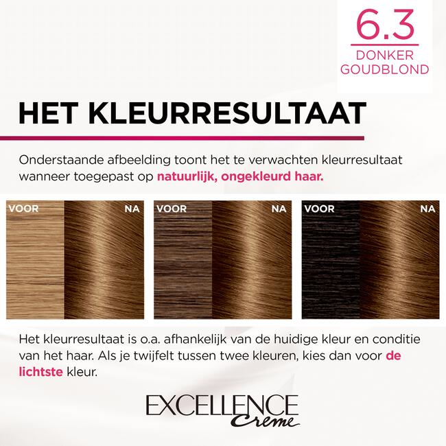 L'Oréal Paris Excellence Crème Verzorgende Crèmekleuring 6.30 Donker Goudblond