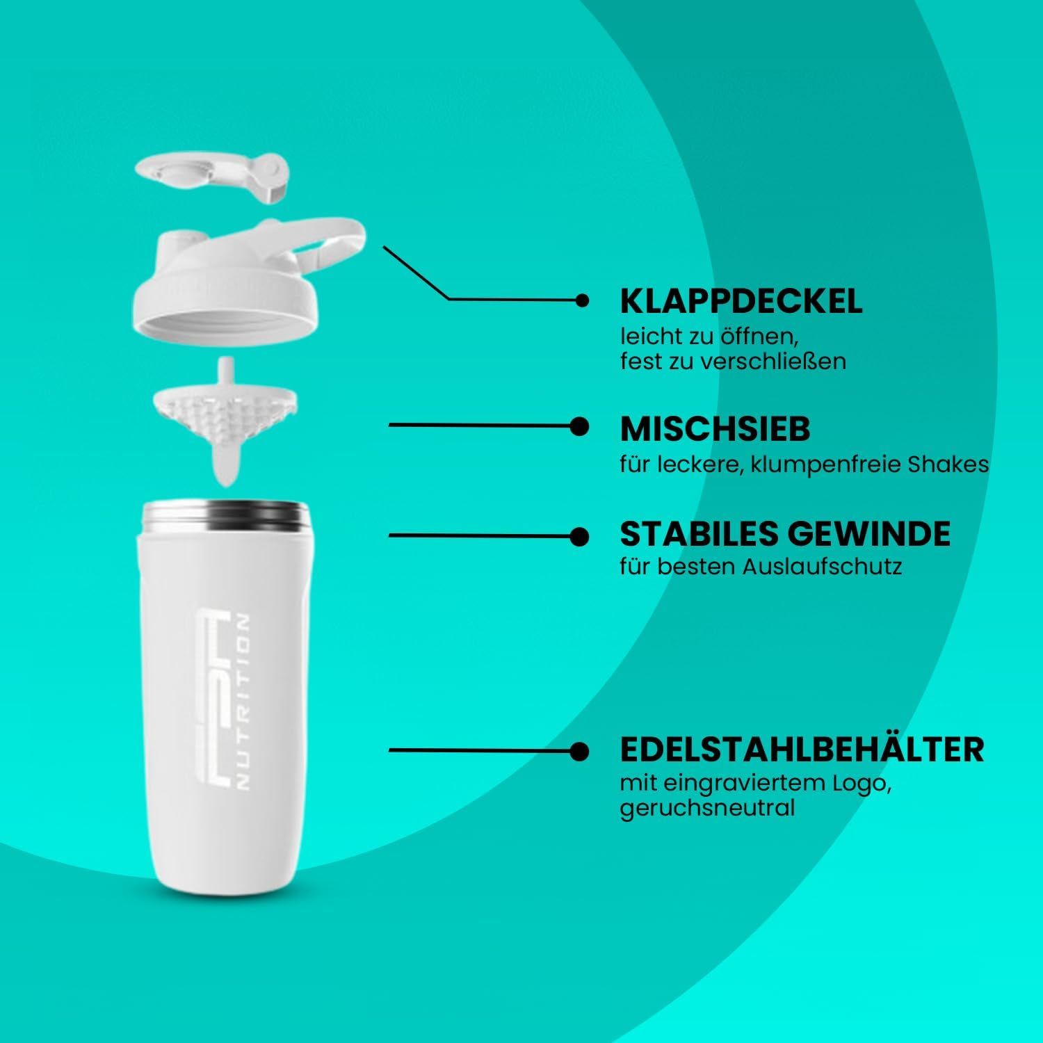 FSA NUTRITION Protein Shaker Edelstahl