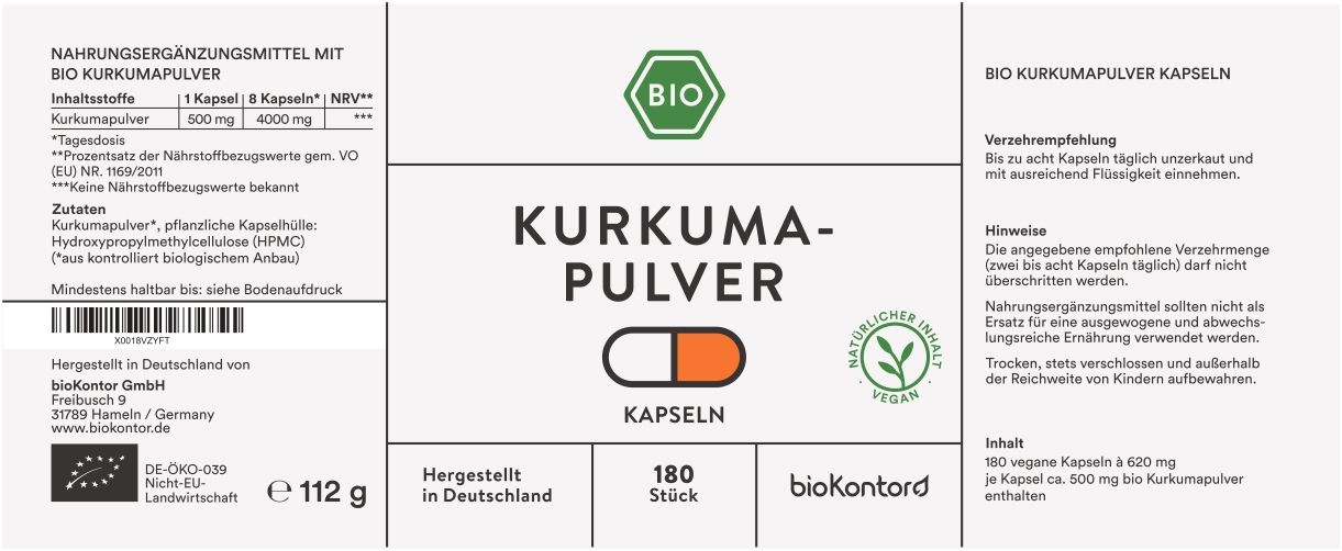 bioKontor Kurkumapulver Kapseln