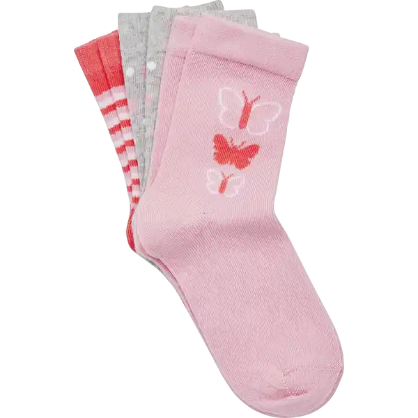 3er-P. Mädchen Socken Schmetterling 27 / 30 GOTS